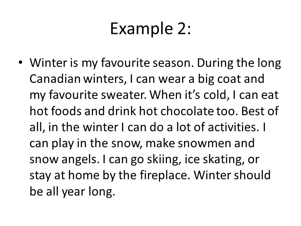 Paragraph on My Favorite Season (Winter)
